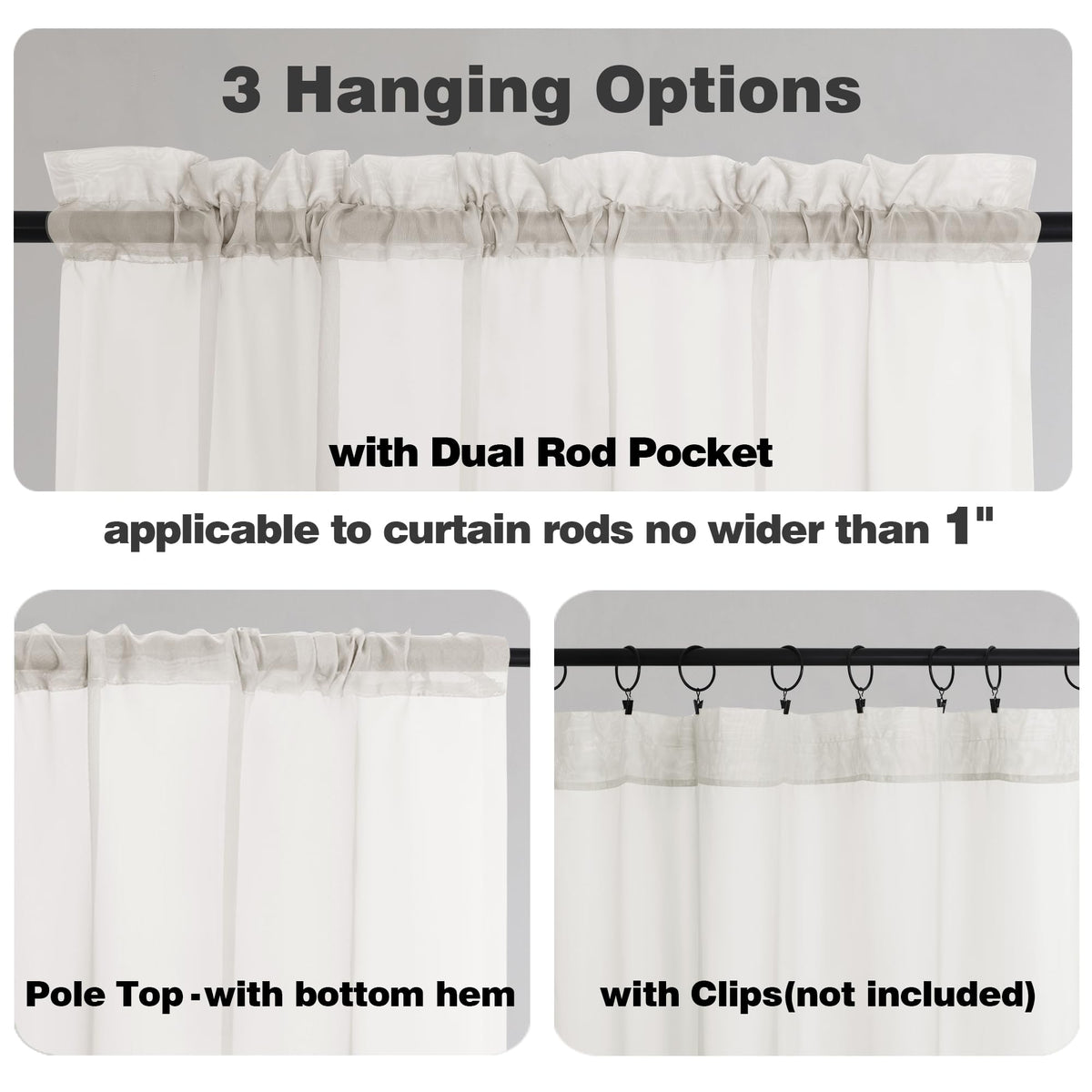 Ivory Sheer Curtains 84 Inches Long for Living Room (2 Count)