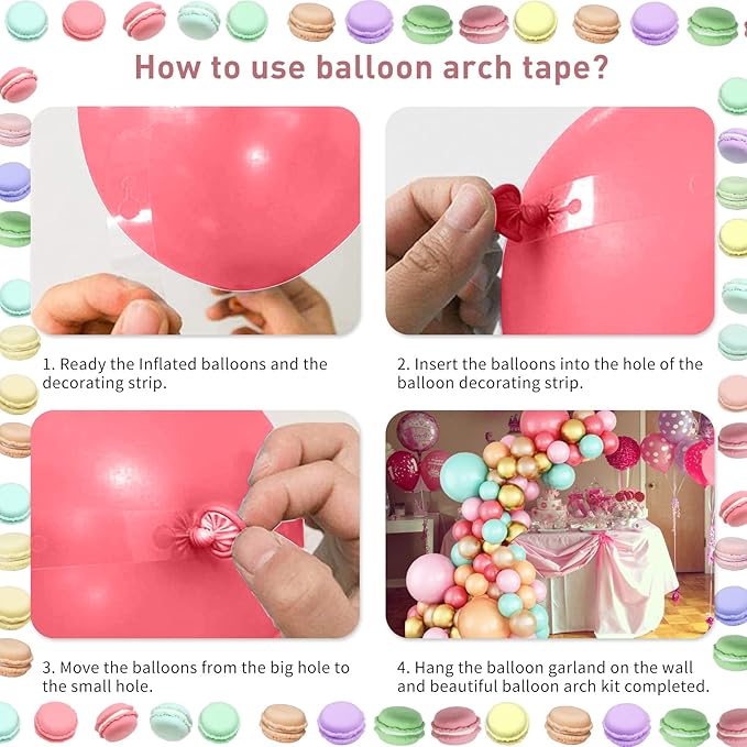 Pastel Balloon Garland Arch Kit, Colorful Coral Red Macaron Pink Orange Mint Teal Blue Champagne Metallic Gold Multicolor Latex Balloons Arch for Girls Birthday Wedding Baby Shower Party Decorations
