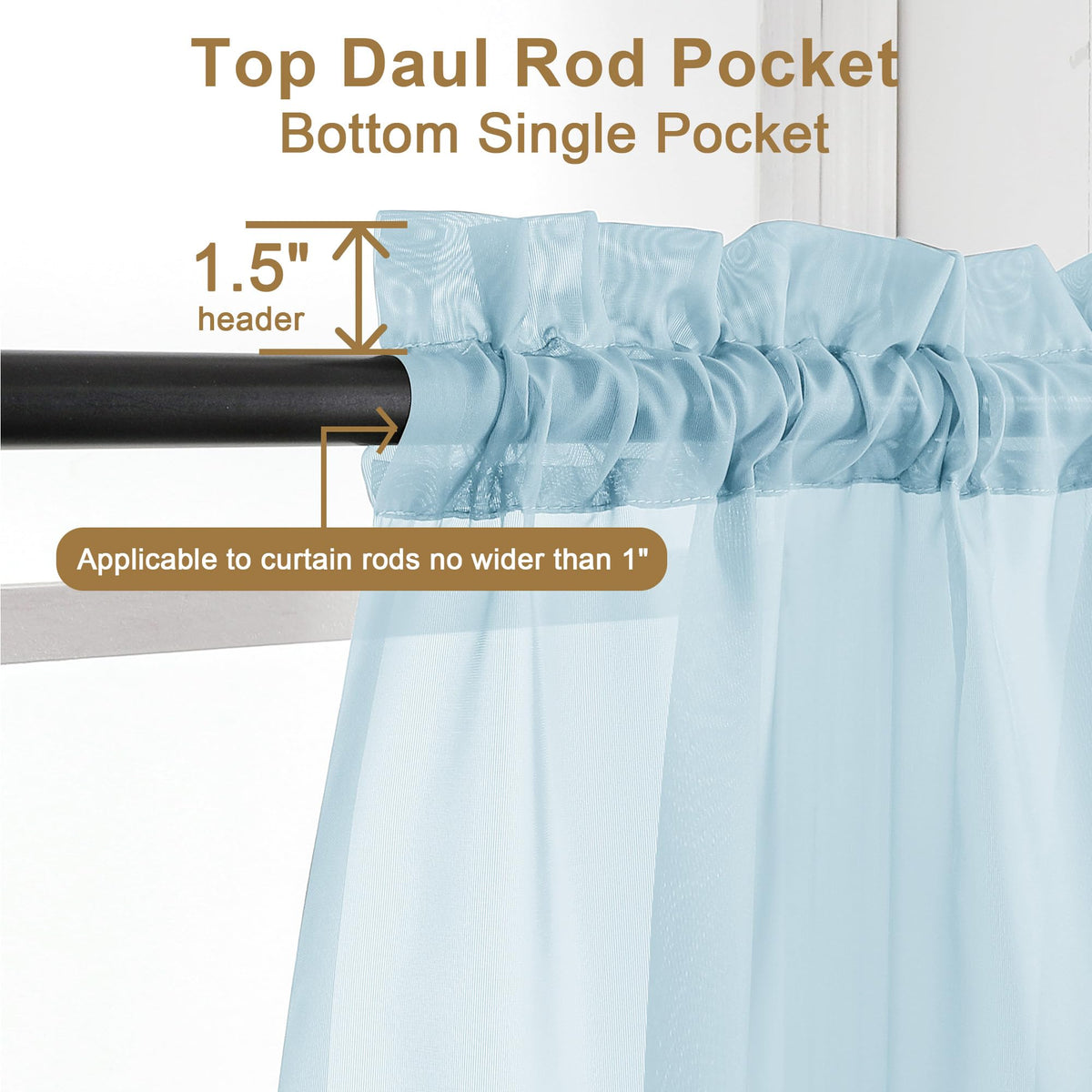 Sheer Curtains 63 Inch Length 2 Panels (2 Count)