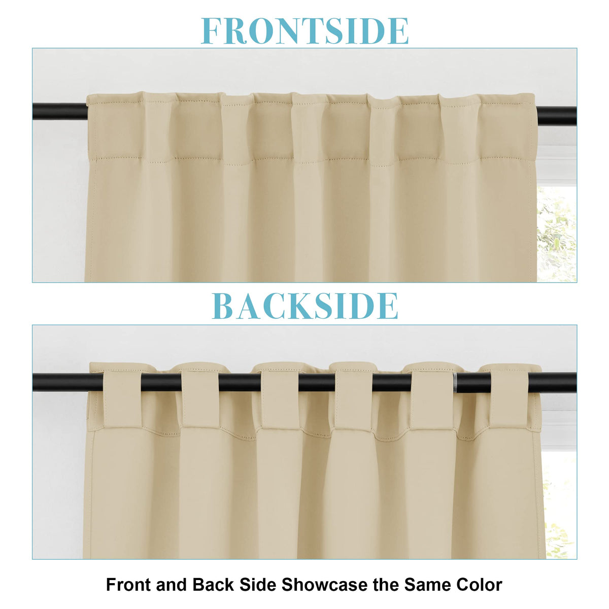 Blackout Curtains 63 inches Long for Bedroom (2 Count)