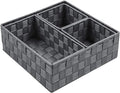 Posprica Woven Storage Baskets for Organizing, Small Baskets Cube Bin Container Tote Organizer Divider for Drawer, Closet, Shelf, Dresser, Set of 4(Dark Grey)