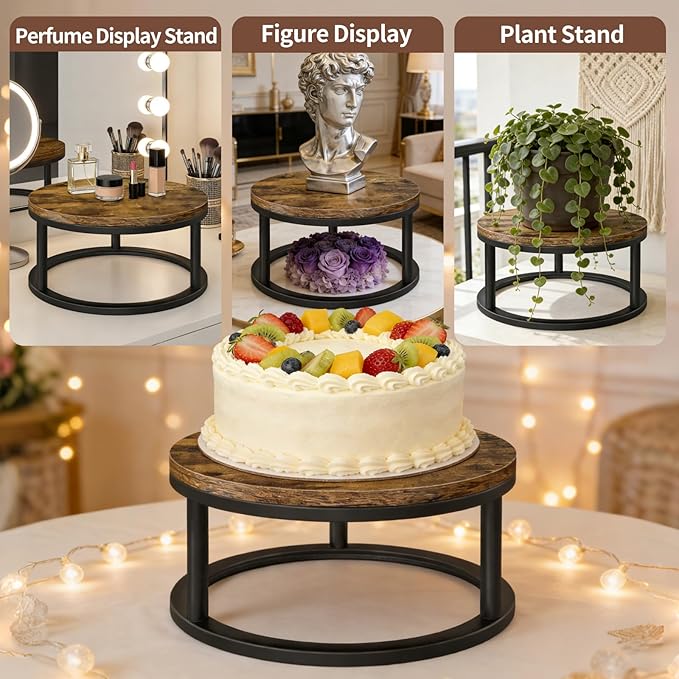 Cake Stand, 1 Pack Round Cupcake Stand Wood Grain Finish Serving Tray Cake Stands for Party Wedding Birthday