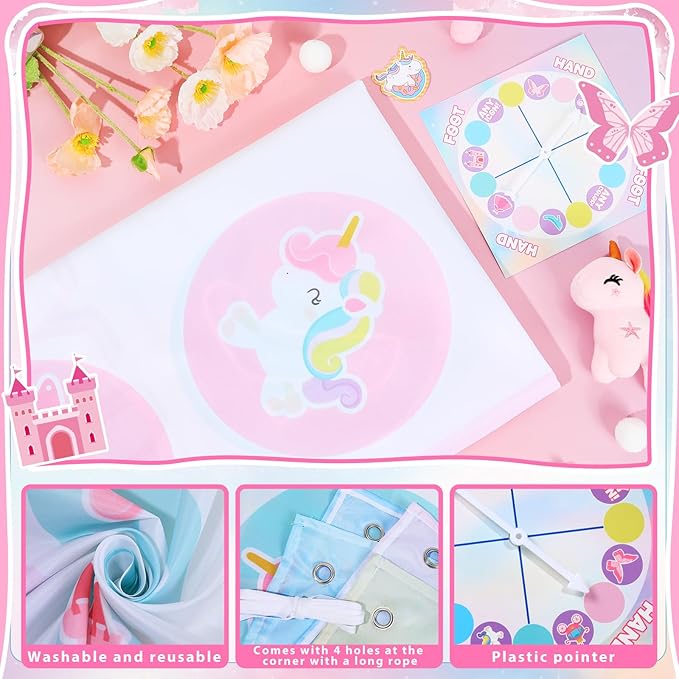 Lonfliness Unicorn Pose Balance Floor Game for 2 or More Players, Pastel Rainbow Large Mat Party Game Indoor Outdoor Family Reunion Games for Friends Adults Group Activity Unicorn Party Favor Gift