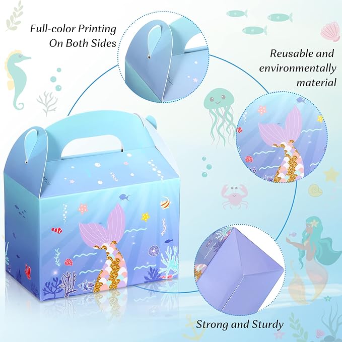 Outus 40 Pack Mermaid Party Favor Goodie Boxes Mermaid Candy Treat Boxes Mermaid Birthday Party Favor Bags Under The Sea Theme Party Birthday Baby Shower Supplies