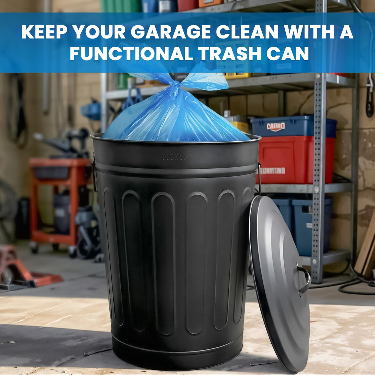Metal Trash Can with Lid 13 Gallon (3 Count)