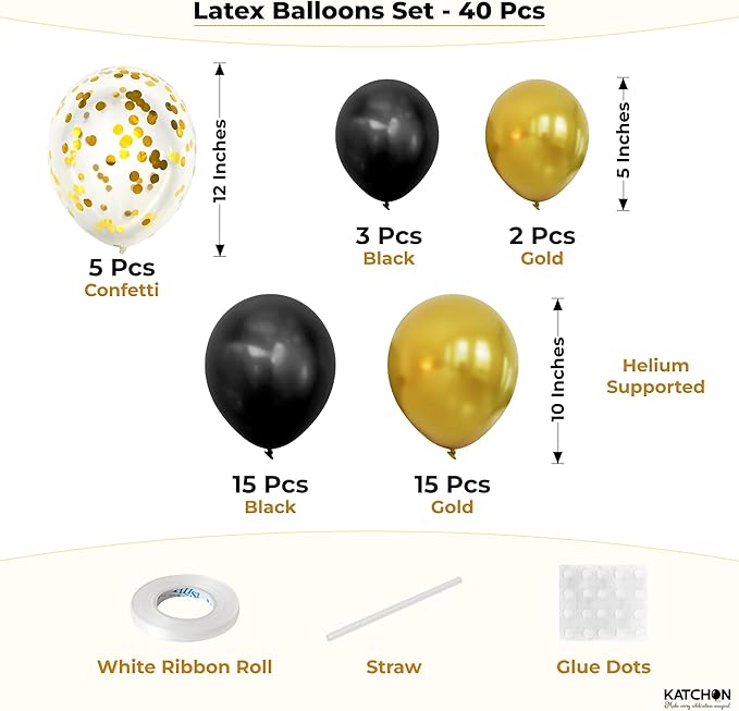 KatchOn, Happy 70th Birthday Decorations - Pack of 50 | Happy Birthday Banner, Latex Balloons Kit, Gold Foil Fringe, Star, Round, Heart Foil Balloons | 70th Birthday Decorations for Men, Women
