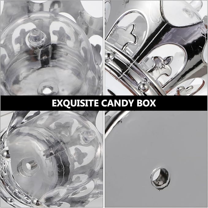 HOMSFOU Hollow Crown Wedding Candy Boxes Small Silver Candy Storage Containers 3.14X3.14X1.96 Inch Party Favor Boxes for Weddings Festivals and Anniversaries