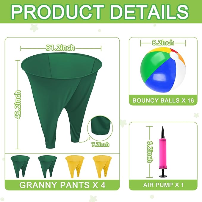 Granny Pants Yard Game Freaky Party Games Pants with Bouncy Balls and Air Pump Oversized Granny Pants Outdoor Game for Adults and Family Interactive Throwing Game for Group Gatherings