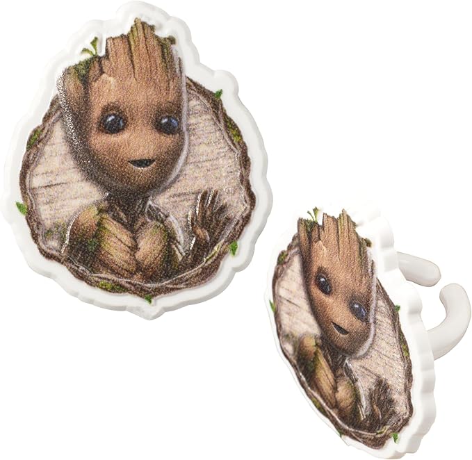 Marvel Studios' Groot Cupcake Rings, 24 DecoPac I Am Groot Cupcake Decorations, Food Safe Guardians Of The Galaxy Cake Toppers, Party Favors – 24 Pack
