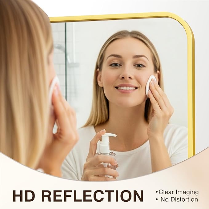 FICTOR Bathroom Mirror, 2 Pack 30"x20"Gold Framed Vanity Mirror for Wall, Shatterproof &Anti-Rust Bathroom Mirrors for Over Sink, Bedroom, Living Room, Entryway, Vertical/Horizontal Mount