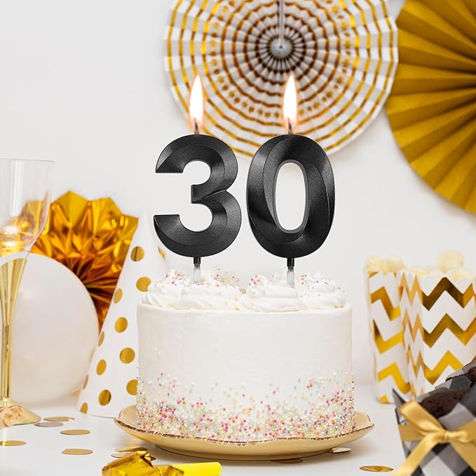 Number 50 Birthday Candles, 1.96 Inch Happy Birthday Cake Candles Cupcakes Topper Decoration for Birthday Party Wedding Anniversary Celebration Supplies (Black)