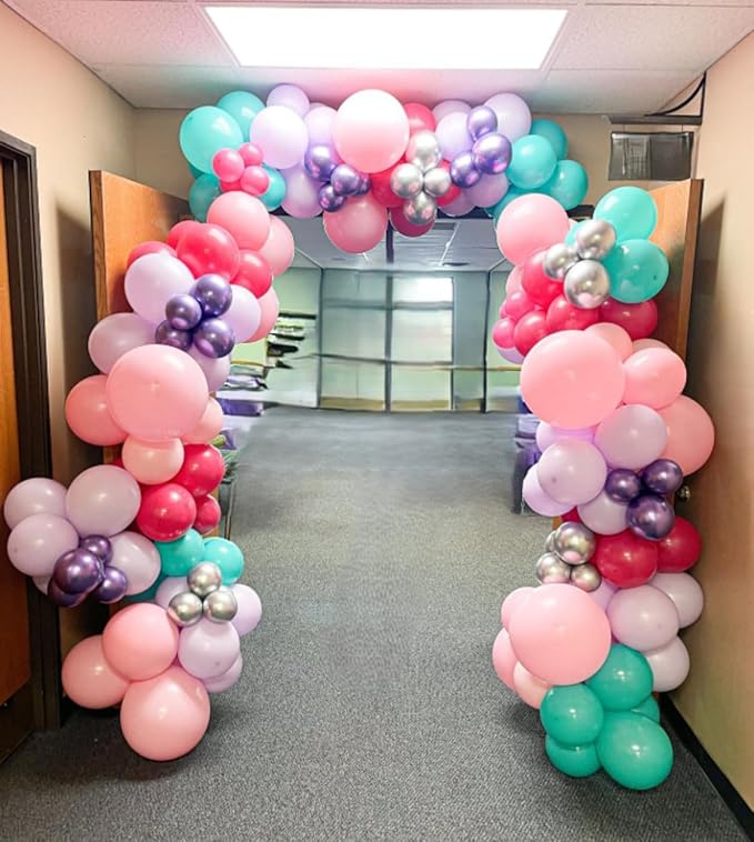 HILAVO Pink and Purple Balloons, 60PCS 12Inch Purple Pink Teal Blue Balloons and Gold Birthday Balloon for Girls Princess Birthday Mermaid Baby Shower Party Decorations
