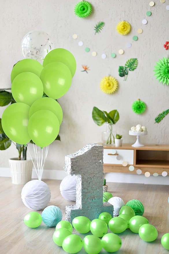 Treasured Lime Green Balloons - Neon & Matte 12 Inch - Latex Party Balloons - 36 Count
