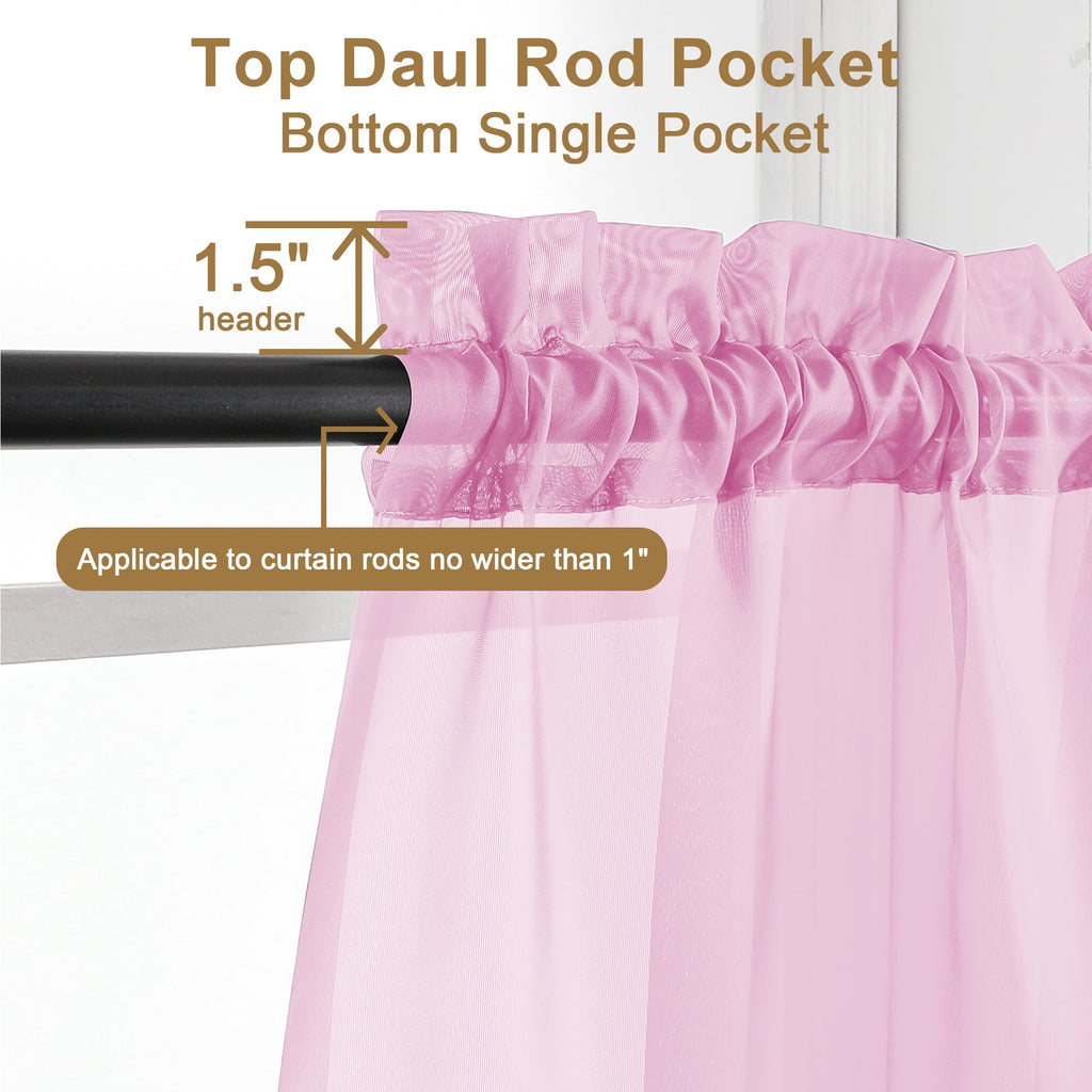 Sheer Curtains 63 Inch Length 2 Panels (2 Count)