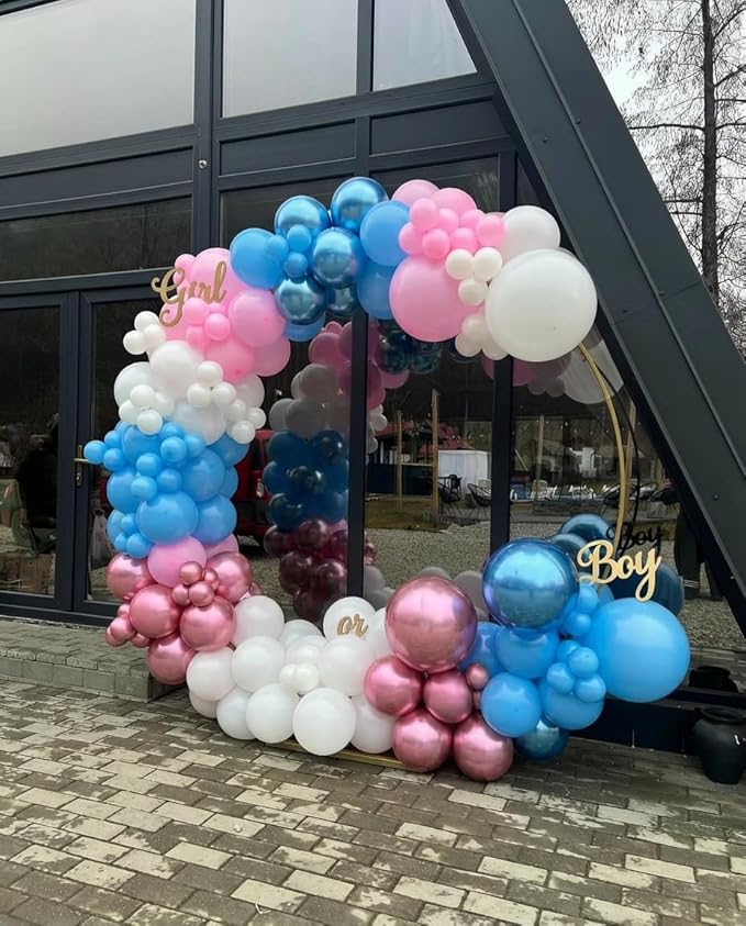 Pink and Blue Balloons, 50pcs 12 inch Metallic Blue Pink Confetti Balloons for Baby Shower Theme Party Supplies Gender Reveal Birthday Party Decorations