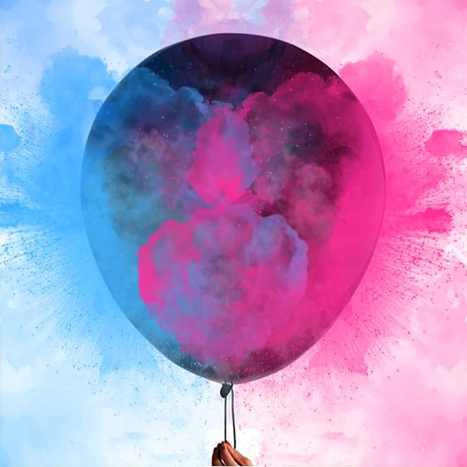 Nibana 36 Inches Gender Reveal Balloons - Come with Pink, Blue Powder and 3 Jumbo Black Balloons