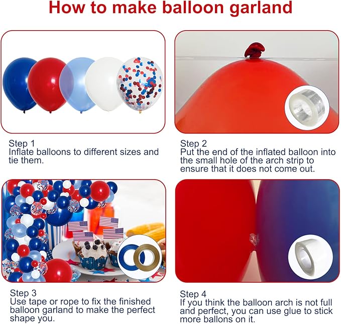 PERPAOL 140PCS Navy Blue Red White Balloon Garland Arch Kit Graduation Class of 2024 Day 4th of July Patriotic Flag Veteran’s Day Nautical Baseball Spider Man One Birthday Party Decorations