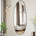 Mirrorons Irregular Wall Mirror 63×24, Black Asymmetrical Bathroom Mirror, Oval Aesthetic Mirror, Full Length Mirrors, Shatterproof Black Bathroom Mirrors