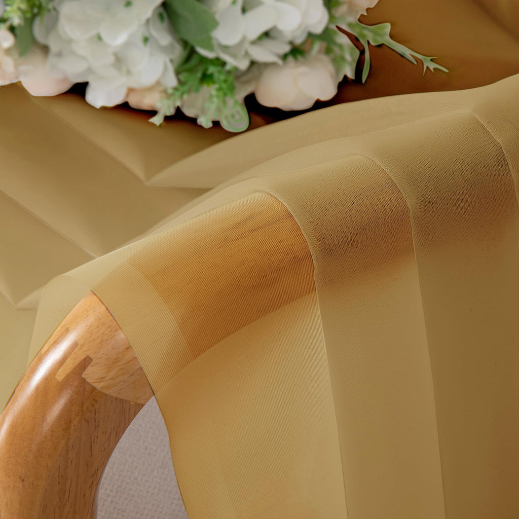 Gold Sheer Curtains 30 inch Length 2 Panels (2 Count)