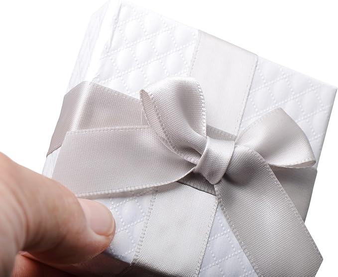 Pearl Miner 2.8 x 2.8 x 1.4 Inches Jewelry Gift Boxes with White Ribbon Bow, 6 Pack