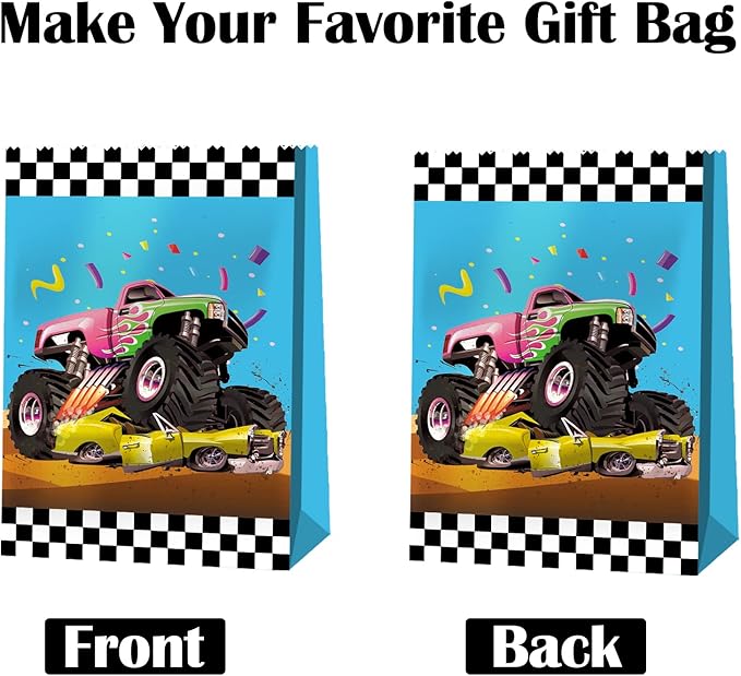24pcs Monster Truck Goodie Bags - Monster Party Favors & Decorations for Boys' Birthday Parties