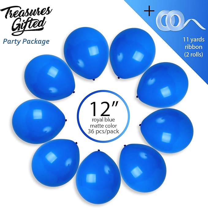 Treasures Gifted Matte Royal Blue Balloons 72 Pack - Premium Navy Blue Balloons - 12 Inch Latex Party Decorations - Party Supplies - Globos Azul