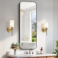 FORBATH Bathroom Mirror 20" x 55", Rectangle Black Bathroom Mirror with Black Aluminum Frame Rounded Corner, Wall Mounted Mirror for Bedroom Entryway Living Room