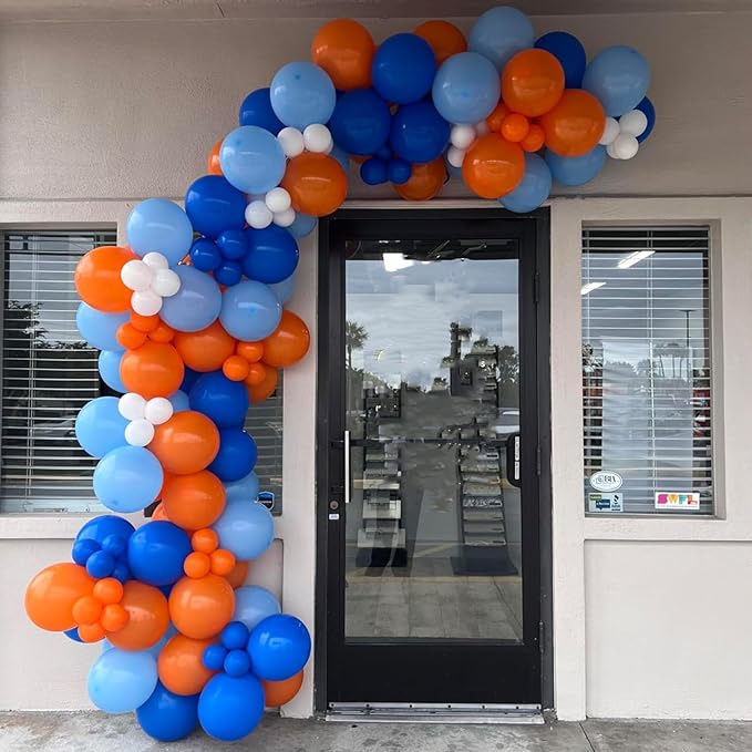 HILAVO Blue and Orange Balloons, 60PCS 12 Inch Royal Light Blue and Orange Beige Balloon Confetti Balloons for Kids Space Theme Party Baby Shower Birthday Graduation Party Decoration