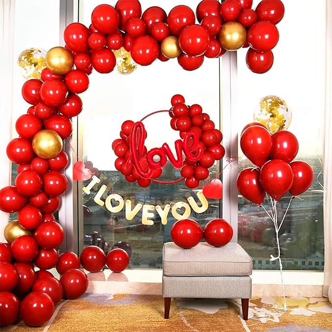 Red Balloons 50pcs 12 Inch Matte Red Latex Party Balloons for Valentines Day Casino Theme Wedding Birthday Patriotic Party Decorations