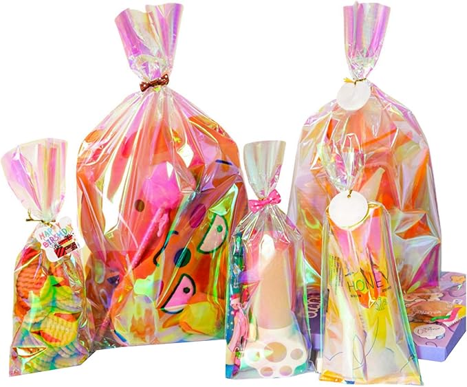 Cellophane Treat Bags with Twist Ties 50 Pack Plastic Pet Birthday Party Favor Supplies for Dog Cat Treats Candy Small Gifts DIY Craft Food Storage Packaging (6.1x12 inch)