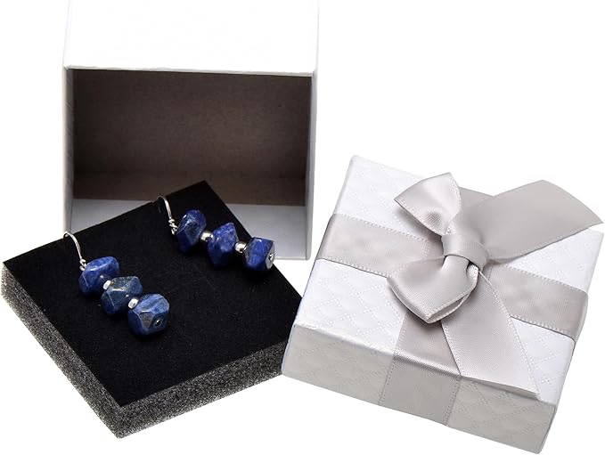 Pearl Miner 2.8 x 2.8 x 1.4 Inches Jewelry Gift Boxes with White Ribbon Bow, 6 Pack