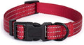 Mile High Life Dog Collar | Nylon Reflective Dog Collars | Light Weight Puppy Collars | Red Dog Collars for Large Dogs (Solid Red, Large)
