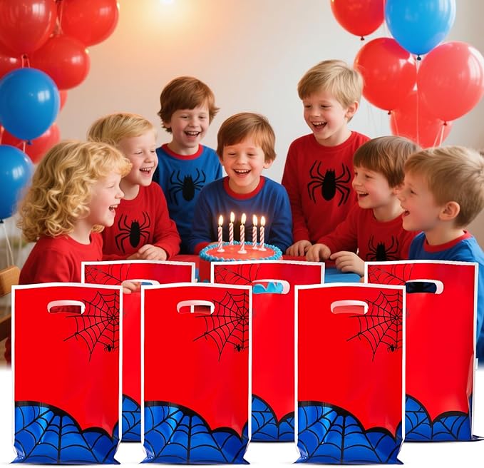 Yzzhaoo 30 Pcs Spider Goodie Bags Party Favors Bags with Handles for Birthday Party Theme Chiristmas Halloween Candy Bag Treat Cookie Gift bags