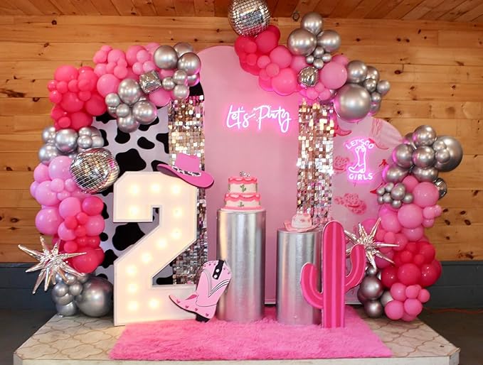 Pink Balloons, 50pcs 12 inch Chrome Pink Deep Light Pink Balloons for Girls Princess Theme Party Supplies Birthday Baby Shower Party Decorations