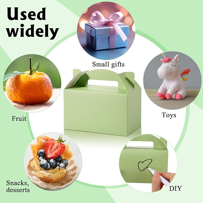 Skyygemm 24 Pcs Graduation Party Favor Gable Boxes Colorful Paper Treat Goodie Candy Cake Gift Box for Summer Birthday Wedding Party Decorations, 6 x 3.5 x 3.5 Inch(Jungle)