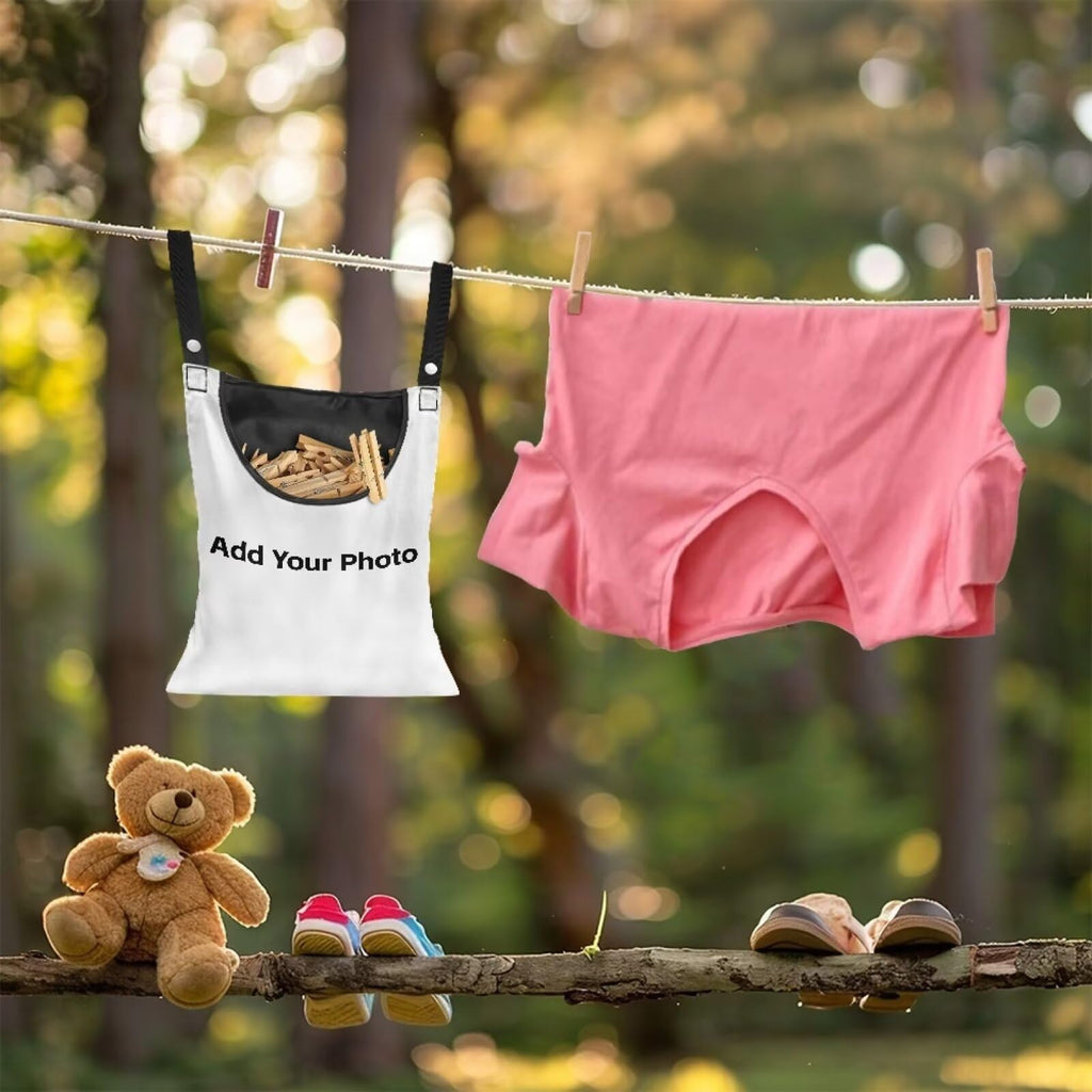Custom Clothespin Bag Add Your Photo & Pet Photo Design with Picture Text Photo Custom Clothespin Storage with Hanger Hook Custom Clothespin Bag with Large Opening