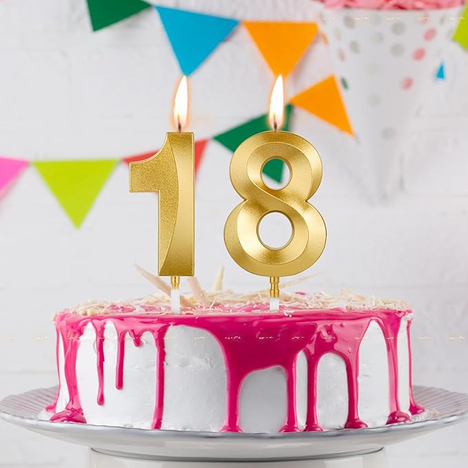 Birthday Candles, 1.96 Inch Number 90 Happy Birthday Candles, Number Candles Decoration for Birthday Party and Anniversary Celebration(Champagne Gold)