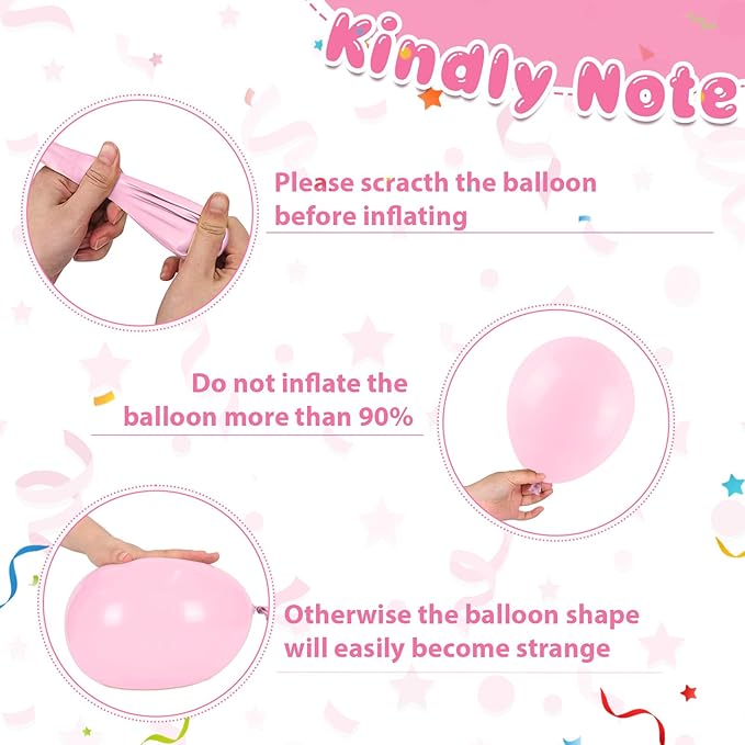 Pink and Black Balloons, 12 Inch Hot Pink and Black Party Decorations with Confetti Metalic Balloon Star Foil Balloons for Mouse Theme Birthday Wedding Bridal Shower Party Decoration