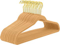 MIZGI Camel Velvet Hangers, 60 Pack - Premium Gold, Non-Slip Coat & Suit Hangers, Space Saving