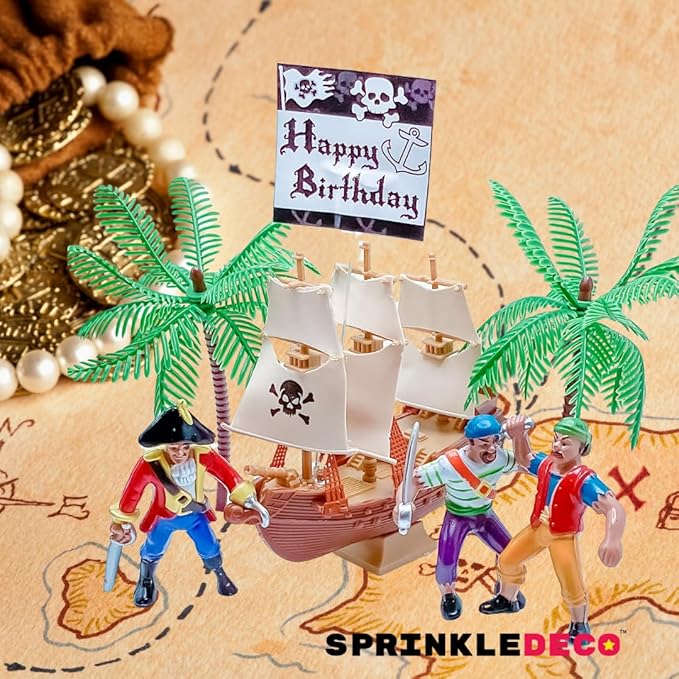 Cakesupplyshop Pirate Ship Pirate Revenge Happy Birthday Sign Mini Cake Decoration Cake Topper
