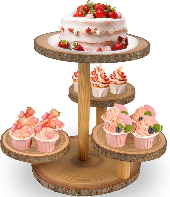 Cupcake Stand Display - Wood Dessert Cupcake Stand Display, 4 Tier Cupcake Stands for 50 Cupcakes, Cup Cake Tower Stand Holder, Cake Stands for Party, Birthdays, Weddings, Baby Showers, Holiday Decor