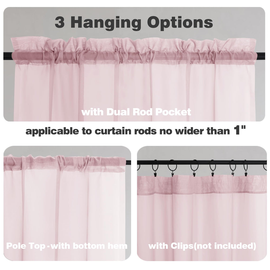 Blush Pink Sheer Curtains 78 Inches Long 2 Panels Set for Living Room (2 Count)