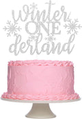 TeePolly Silver Glitter Winter Onederland 1st Birthday Cake Topper - 1 Pc, 6.6" x 4.8" - Silver