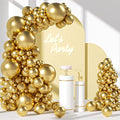 FOTIOMRG 110pcs Metallic Gold Balloon Garland Arch Kit, 18 12 10 5 inch Chrome Gold Latex Balloons Different Sizes Pack for Birthday Graduation Baby Shower Wedding Party Decorations