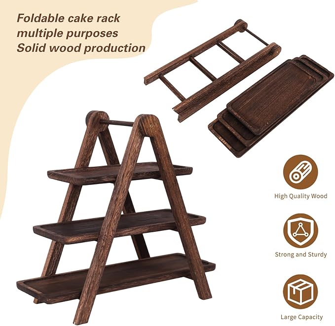 3 Tier wooden Cupcake Stand,Serving Tray, Party Serving Decorative Tray Decor for gathering food trays, farmhouse service trays,tiered tray stand,dessert display set