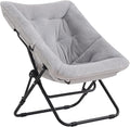 Tiita Comfy Saucer Chair, Soft Faux Fur Oversized Folding Accent Chair, Lazy Chair for Teens Adults, Metal Frame Moon Chair for Bedroom, Living Room, Dorm Rooms, X-Large, Grey