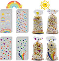 EatnMgan 200Pcs Rainbow Cellophane Treat Bags,Cellophane Bags,Party Favors Bags Cellophane Treat,Goodie Candy with 220Pcs Twist Ties for Candy Cookie Birthday Classroom Weddings Anniversary Baby Shower Supplies