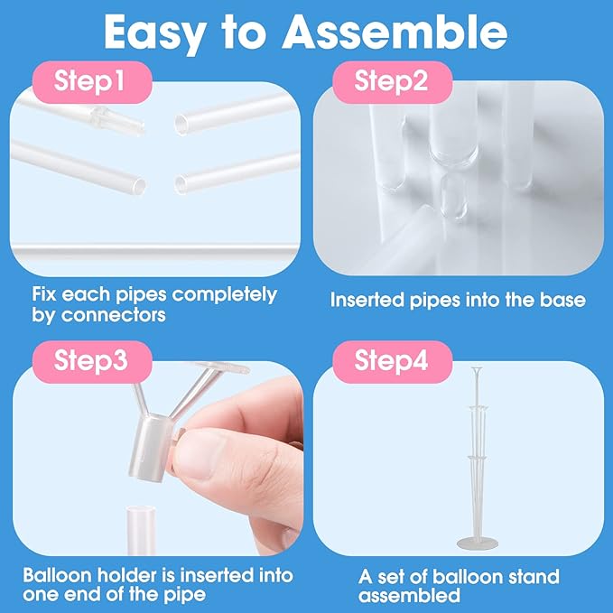 Voircoloria 10 Sets Balloon Stand Kits, Balloon Sticks Holders with Base for Table Graduation Birthday Baby Shower Gender Reveal Party Decorations