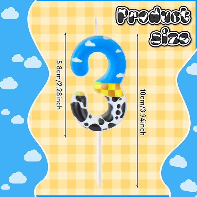 Threlaco Toy Inspire Game Birthday Number Candles Cartoon Cake Topper Cartoon Cake Decorations Birthday Decoration Supplies for Boy Girl Party Decor Supplies(Number 3)