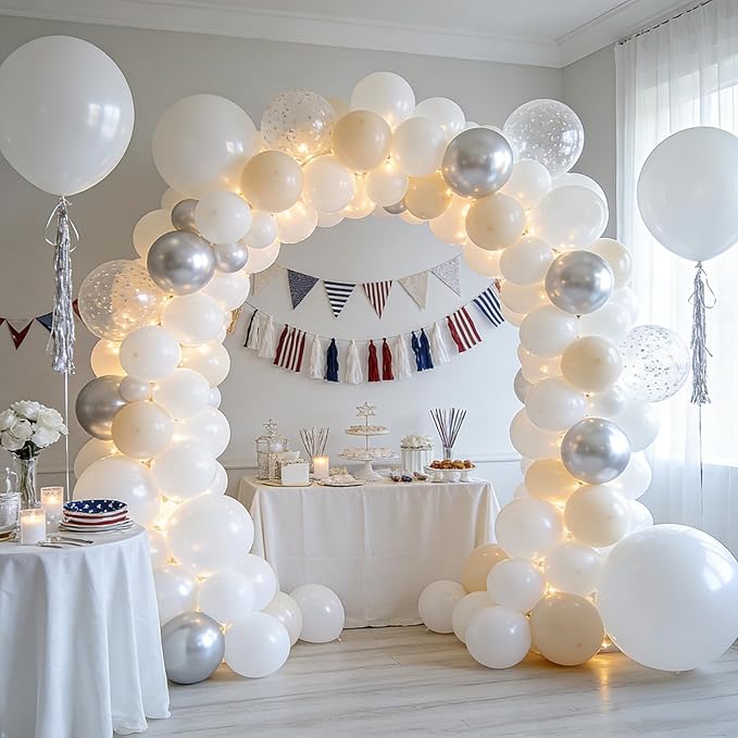 White Balloons, 60 PCS White Balloons 12 inch Latex Balloon for Birthday Party Decoration, Wedding, Baby Shower, Anniversary, Bridal Shower, Holiday Decoration and Balloon Garland
